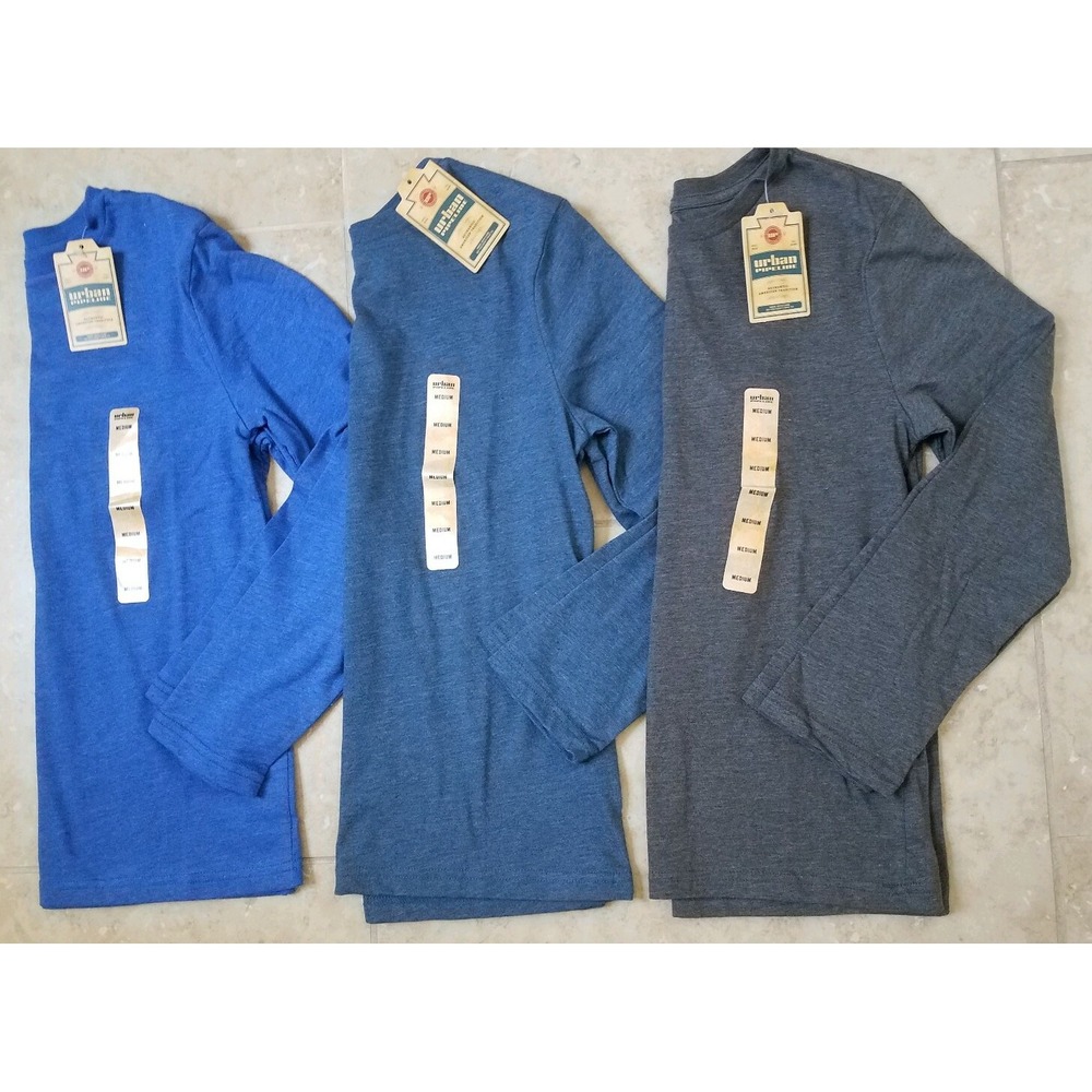(3)Urban Pipeline Boys Ultimate Soft Tees Long Sleeve Crew Shirts Medium NEW